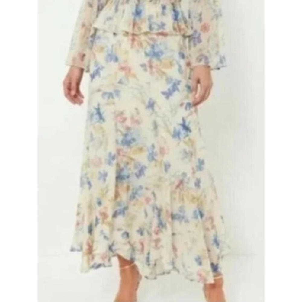 Tuckernuck Floral Mallory Maxi Skirt Large Flowy Flared Chiffon Chic Resort Wear - Picture 3 of 12